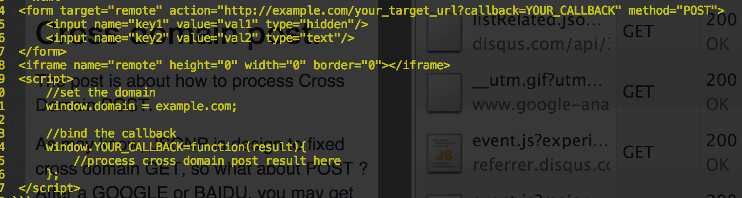 cross site post code snippt